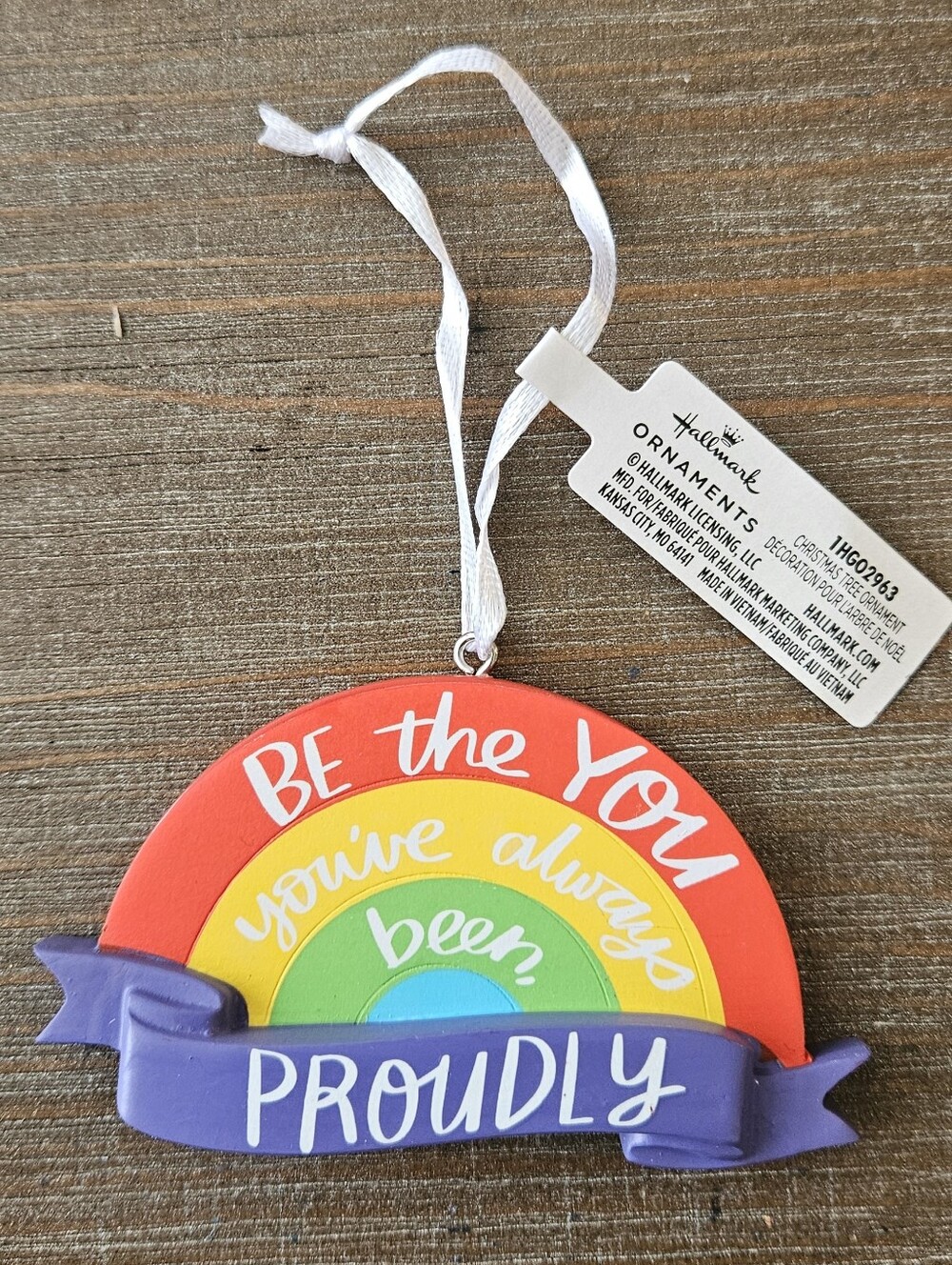 Hallmark Rainbow Pride Ornament Red, Yellow, Green, Blue, Purple Accents New